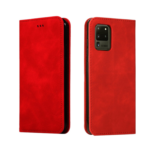 For Galaxy S20 Ultra Retro Skin Feel Business Magnetic Horizontal Flip Leather Case(Red)