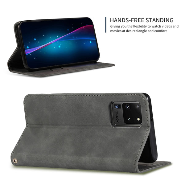 For Galaxy S20 Ultra Retro Skin Feel Business Magnetic Horizontal Flip Leather Case(Dark Grey)