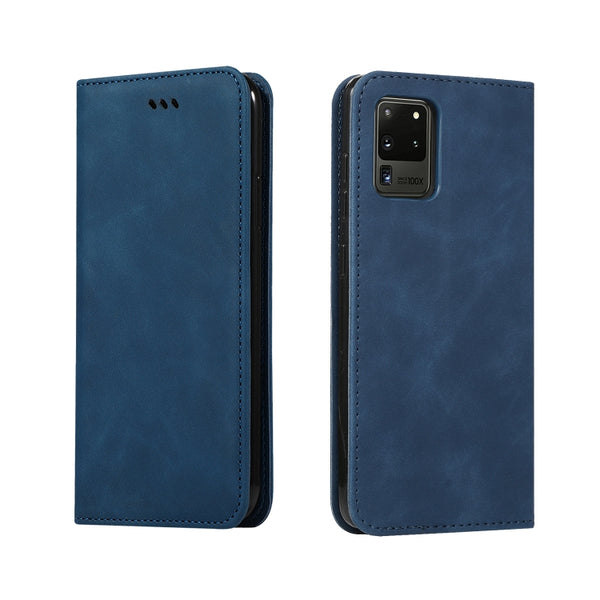 For Galaxy S20 Ultra Retro Skin Feel Business Magnetic Horizontal Flip Leather Case(Navy Blue)