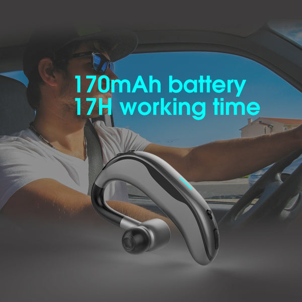 Car Handfree Wireless Ear-hook Bluetooth Earphone with Microphone(Black Green)