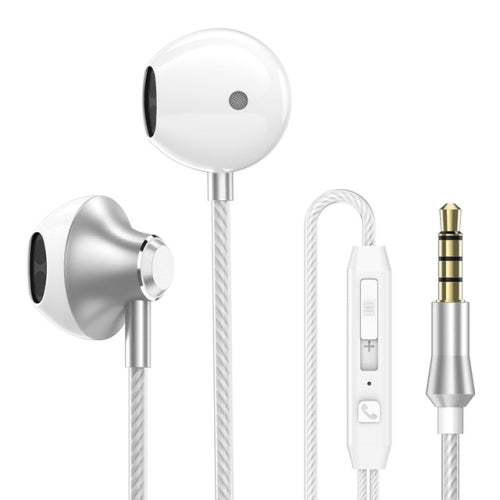 PTM D31 Hands Free Call Stereo Bass Earphones with Mic for Samsung Xiaomi Phones(Silver)