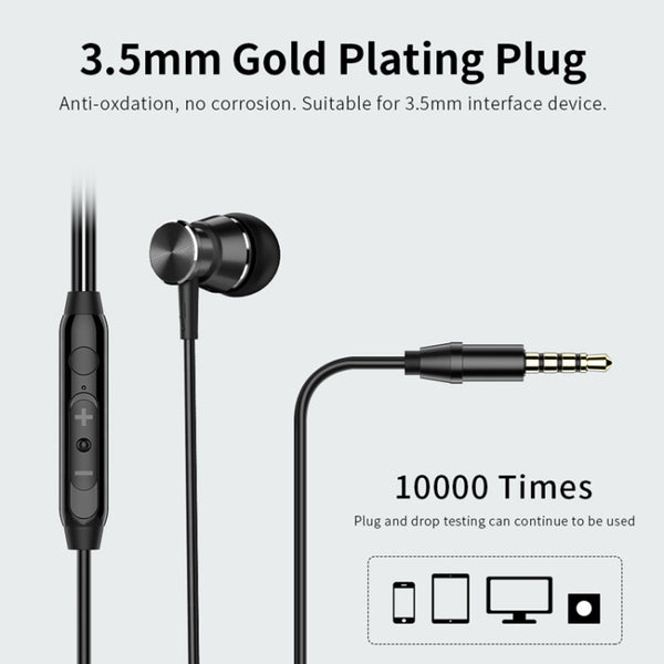Langsdom M305 Bass Earphone for Phone 3.5mm In-ear Metal Earphones with HD Mic Earbud...(M305 Black)