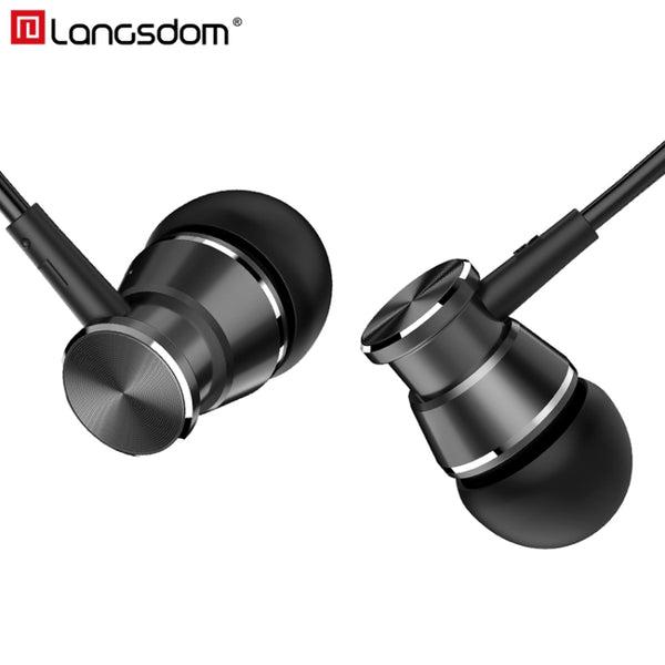 Langsdom M305 Bass Earphone for Phone 3.5mm In-ear Metal Earphones with HD Mic Earbud...(M305 Black)