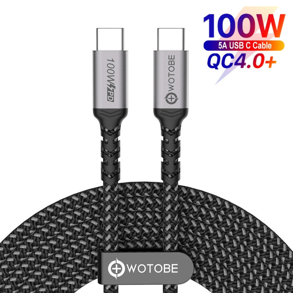 2 PCS WOTOBE PD100W 5A Type | C to Type | C Fast Charging Da