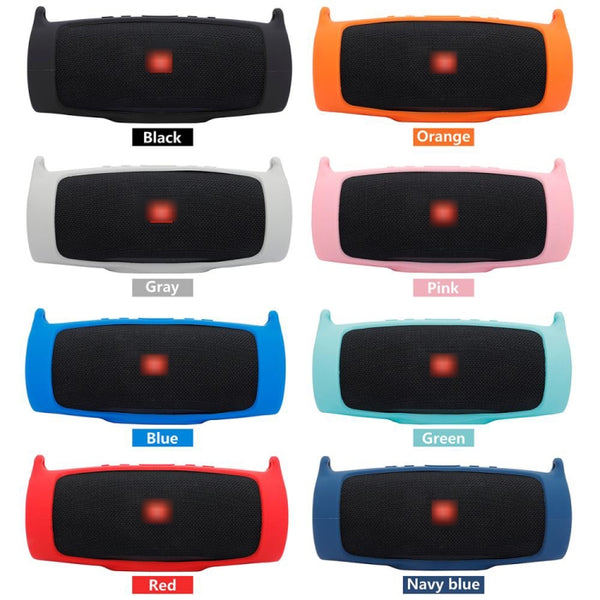 For JBL Charge 4 Bluetooth Speaker Portable Silicone Protective Cover with Shoulder Strap ...(Black)