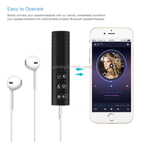 H-139 3.5mm Lavalier Bluetooth Audio Receiver with Metal Adapter(Black)