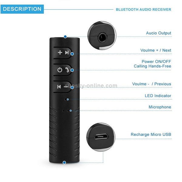 H-139 3.5mm Lavalier Bluetooth Audio Receiver with Metal Adapter(Blue)
