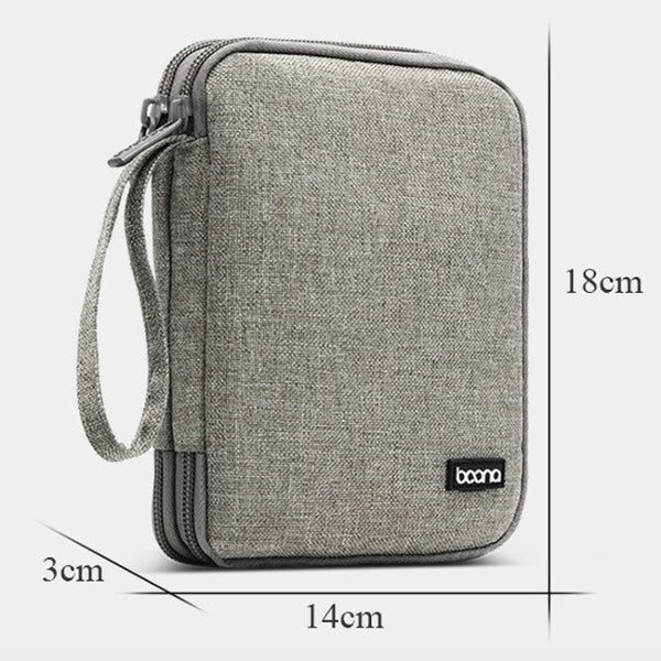 Baona BN-D004 Double-layer Data Cable Storage Bag Digital Accessories Finishing Bag(Grey)