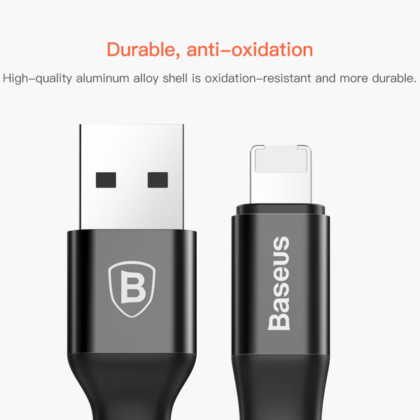 Baseus Aluminium Alloy 0.23m 2A 8 Pin to USB Micro USB 2 in 1 Portable Data Transfer Sync ...(Black)