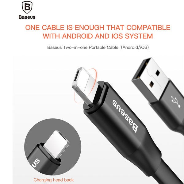 Baseus Aluminium Alloy 0.23m 2A 8 Pin to USB Micro USB 2 in