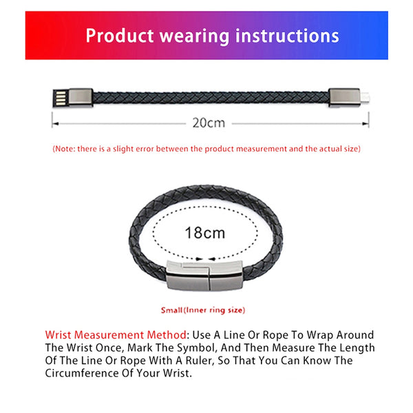 XJ | 71 20cm USB to Micro USB Bracelet Charging Data Cable