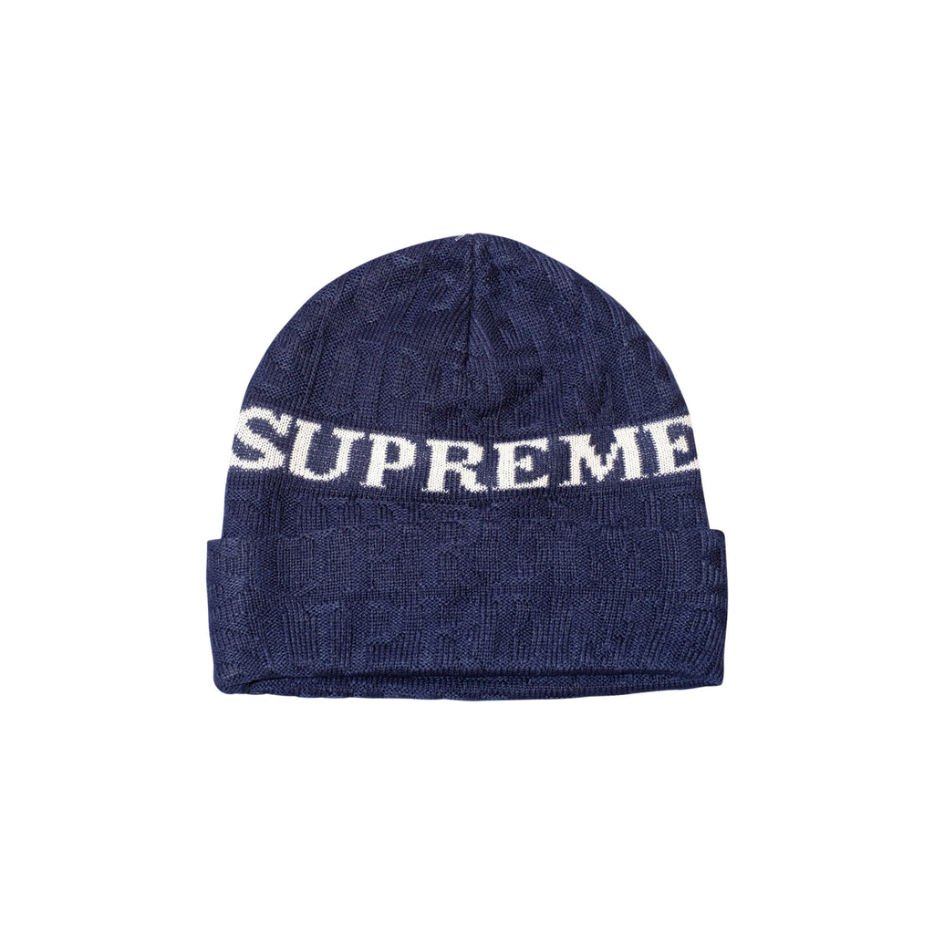 Supreme Jacquard Logo Beanie Navy Blue FW14 – RSRV