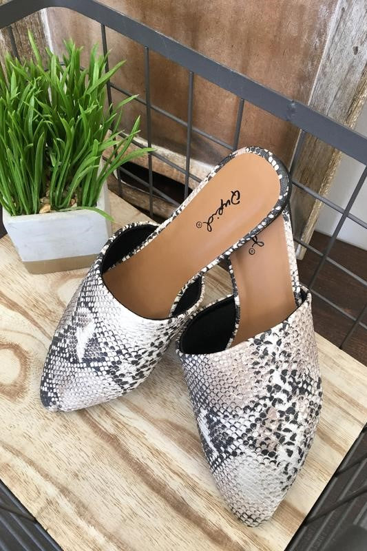 snakeskin mule