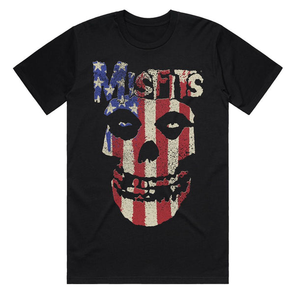 Stars and Stripes Fiend Skull Black Tee | Misfits Shop