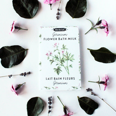 Dot & Lil geranium flower milk bath sachet