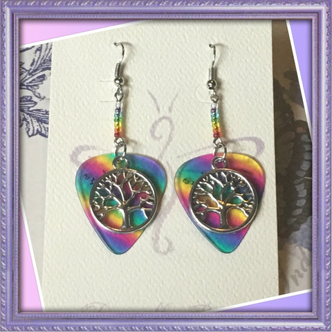 Tree of life Guitar Pick Earrings
