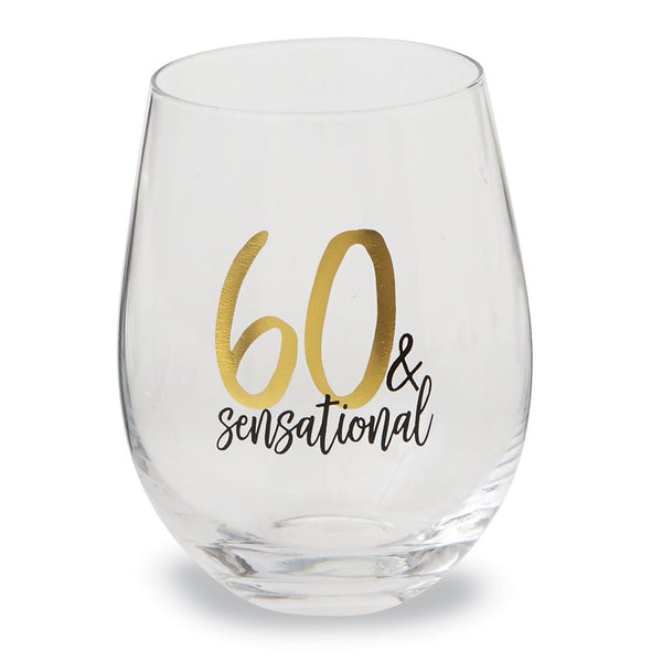 Milestone Boxed Birthday Stemless Wine Glasses 