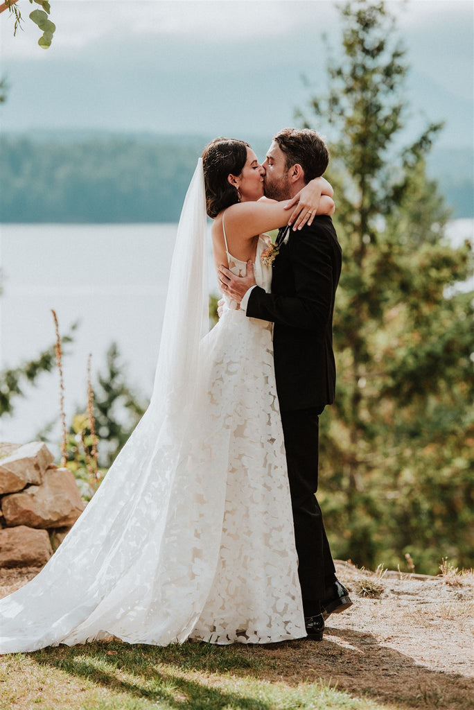 Vancouver wedding dresses, low back wedding dress, unique wedding gown, lightweight wedding dress, simple wedding dress, Canadian wedding designers