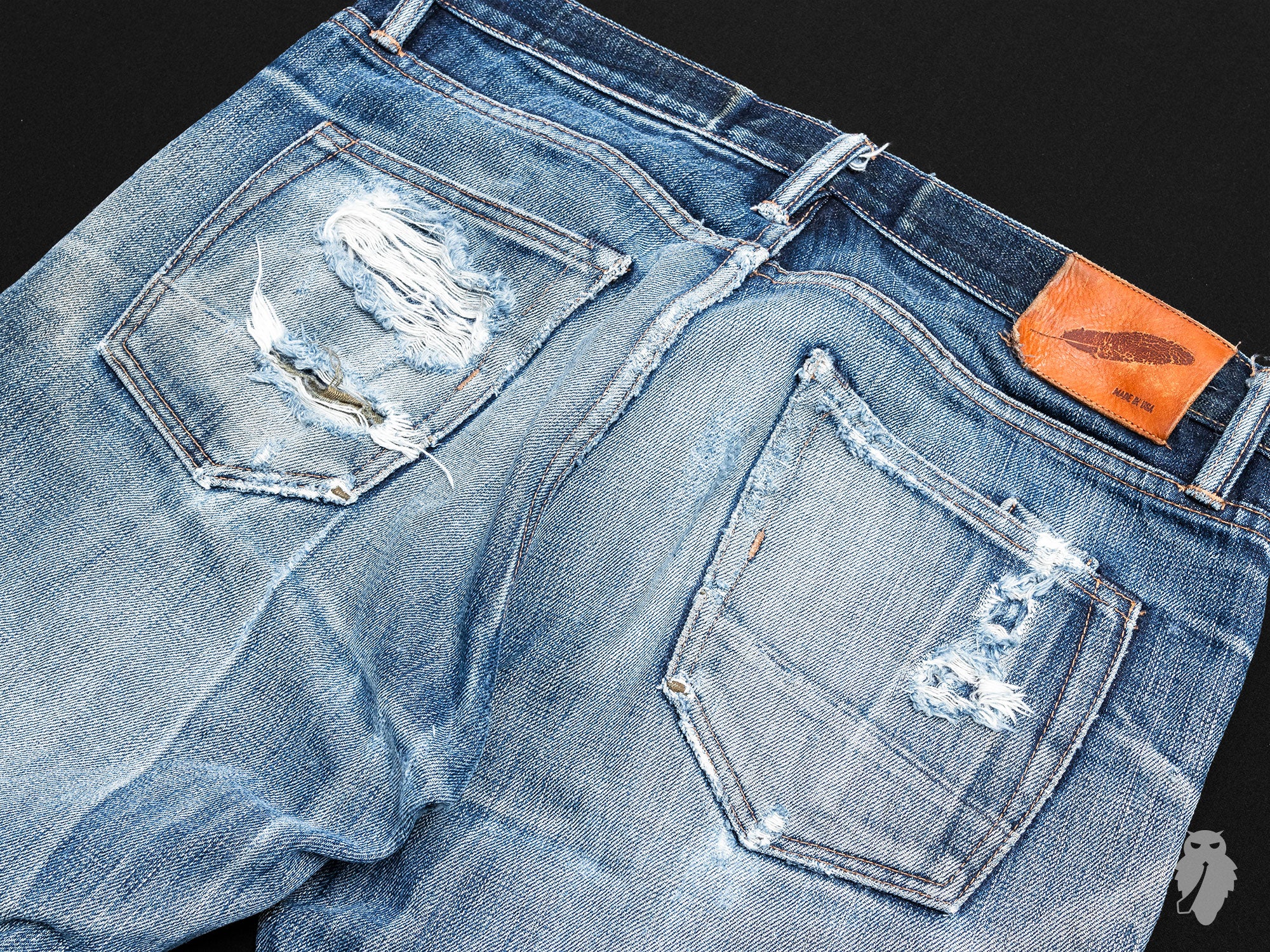 back pocket raw denim fade