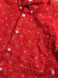 "Kasuri Check" Button Down Shirt in Red