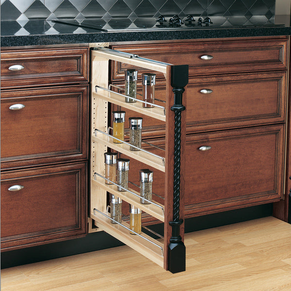 Rev A Shelf 4 Tier Wood Pull Out Cabinet Spice Rack Cab1