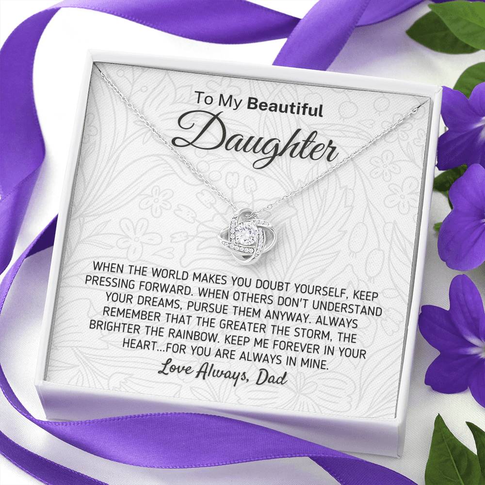 "To My Beautiful Daughter - The Greater The Storm" Love Dad Necklace (0111) Jewelry