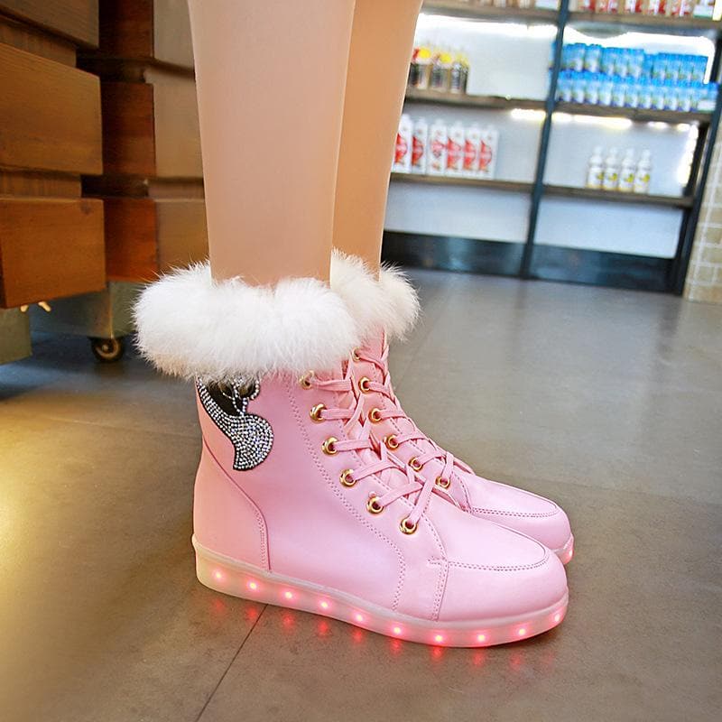 light pink fur boots