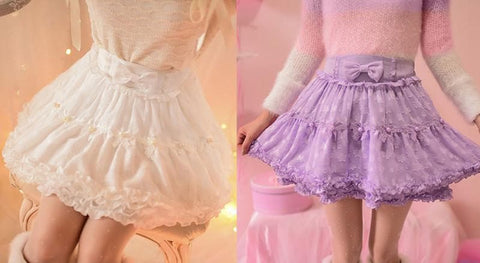 S/M/L White/Purple Sweet Candy Fluffy Skirt SP153612 - SpreePicky
 - 3