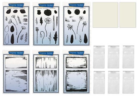 Barbara's Linocut Flowers & Backdrop Stamp Collection