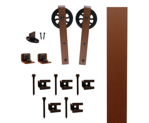 New Age Rust Flat Rail Hook Strap Rolling Door Kit W/5" Roller