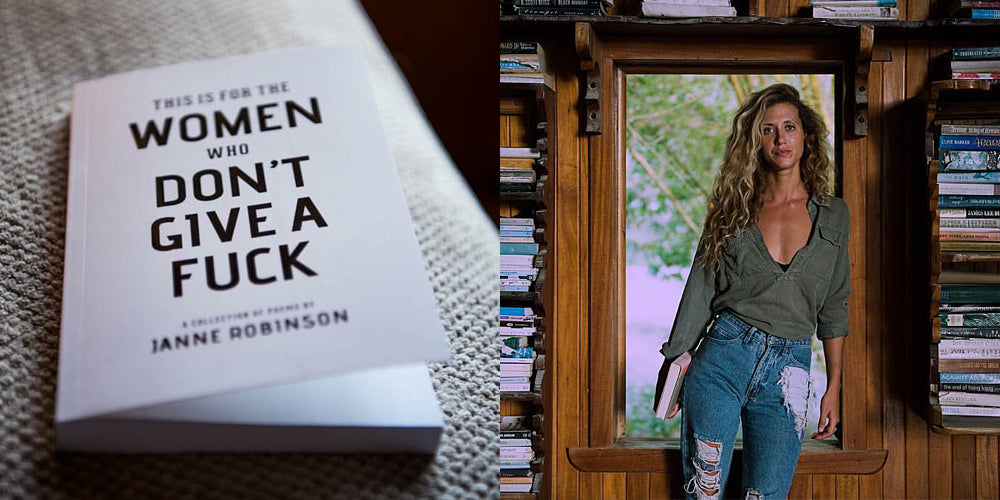 Beachcuties Boutique and author Janne Robinson with her poetry collection "This is for the women who don´t give a fuck". Add to cart and shop now!