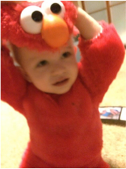 Halloween Kit in an Elmo Costume