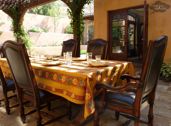 Oversized French Tablecloth Sunflower Red