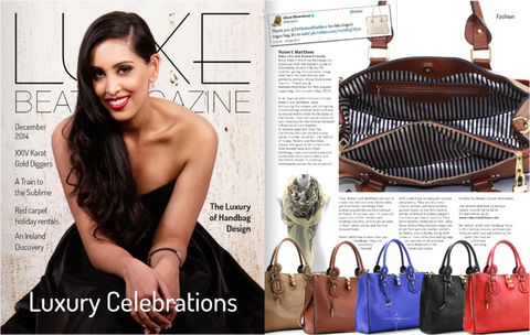luxe beat magazine feature news of Robert Matthew handbags and purses.