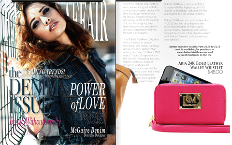 Fashion Affair magazine news feature of Robert Matthew handbags and fashion.