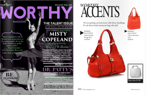 Worthy Magazine news feature of Robert Matthew handbags and fashion