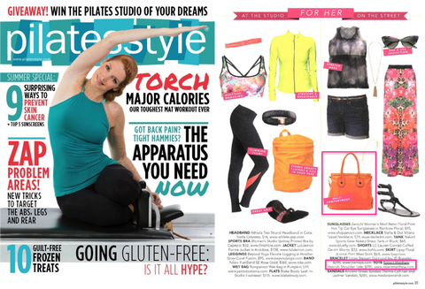 Pilates magazine news feature of Robert Matthew handbags and fashion.