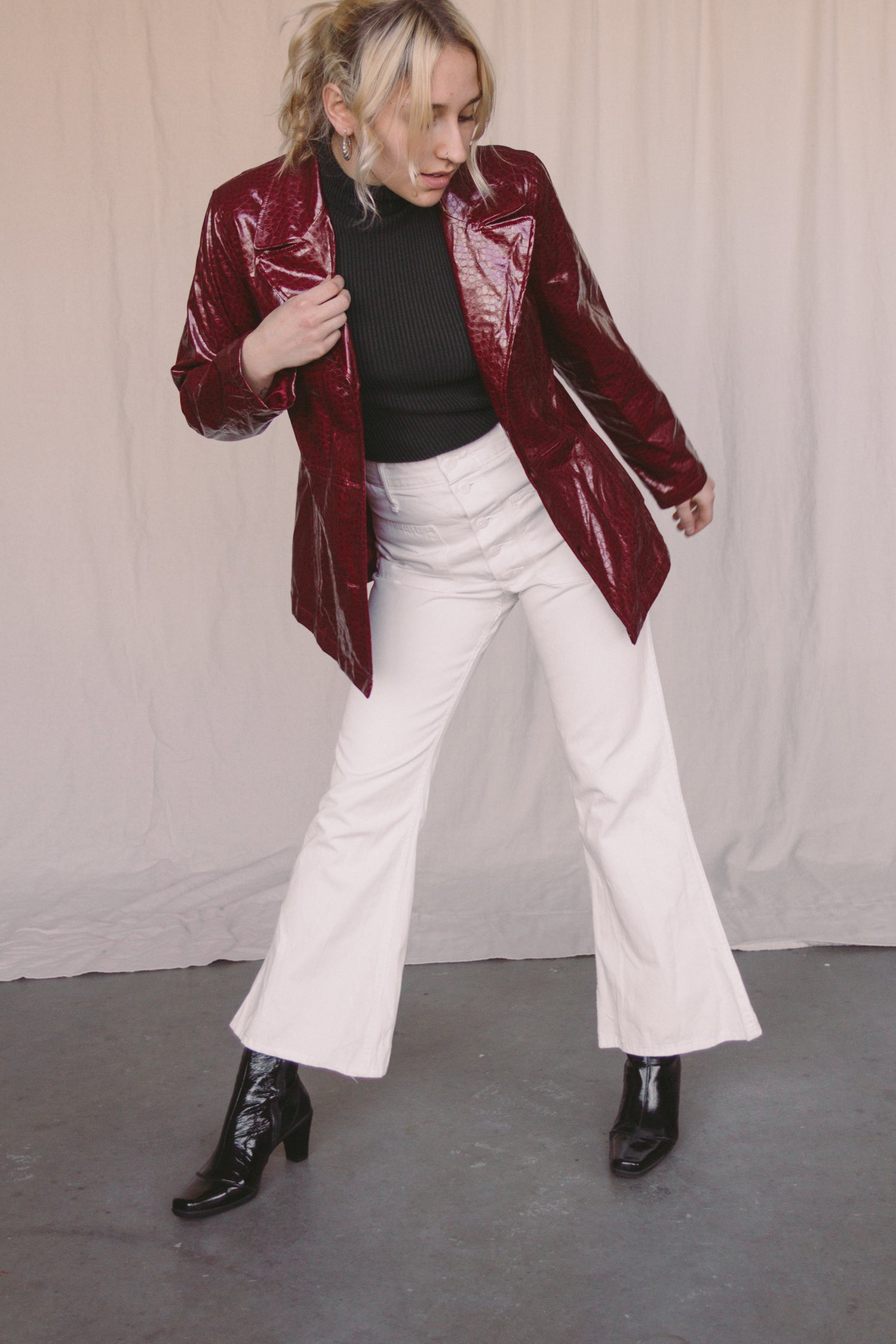 1970s White Patch Pocket Flares