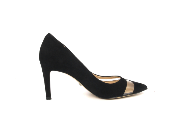 black shiny heels