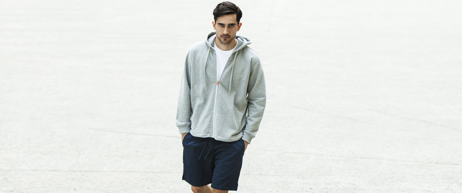 Mens premium grey marl hoodie in loop back cotton fleece | Xavier Athletica