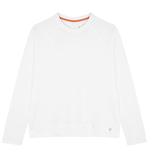 Mens long sleeve cotton T-shirt in White | front detail | Xavier Athletica