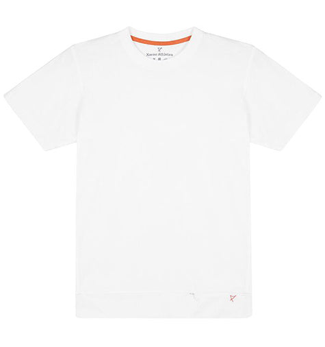 Mens Performance Slim T-shirt in White | front detail | Xavier Athletica