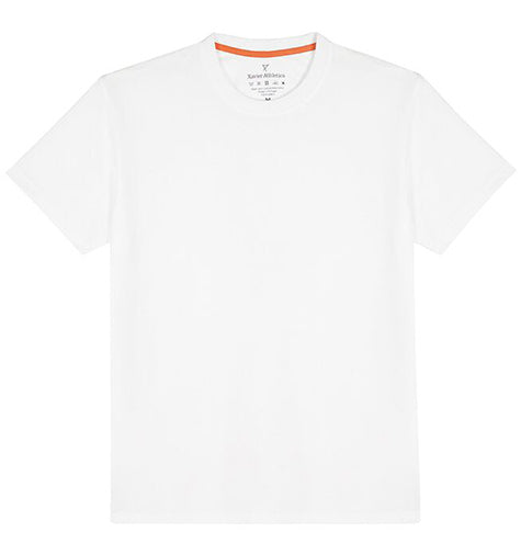 Mens Tailor's Tee in White premium cotton | front detail | Xavier Athletica