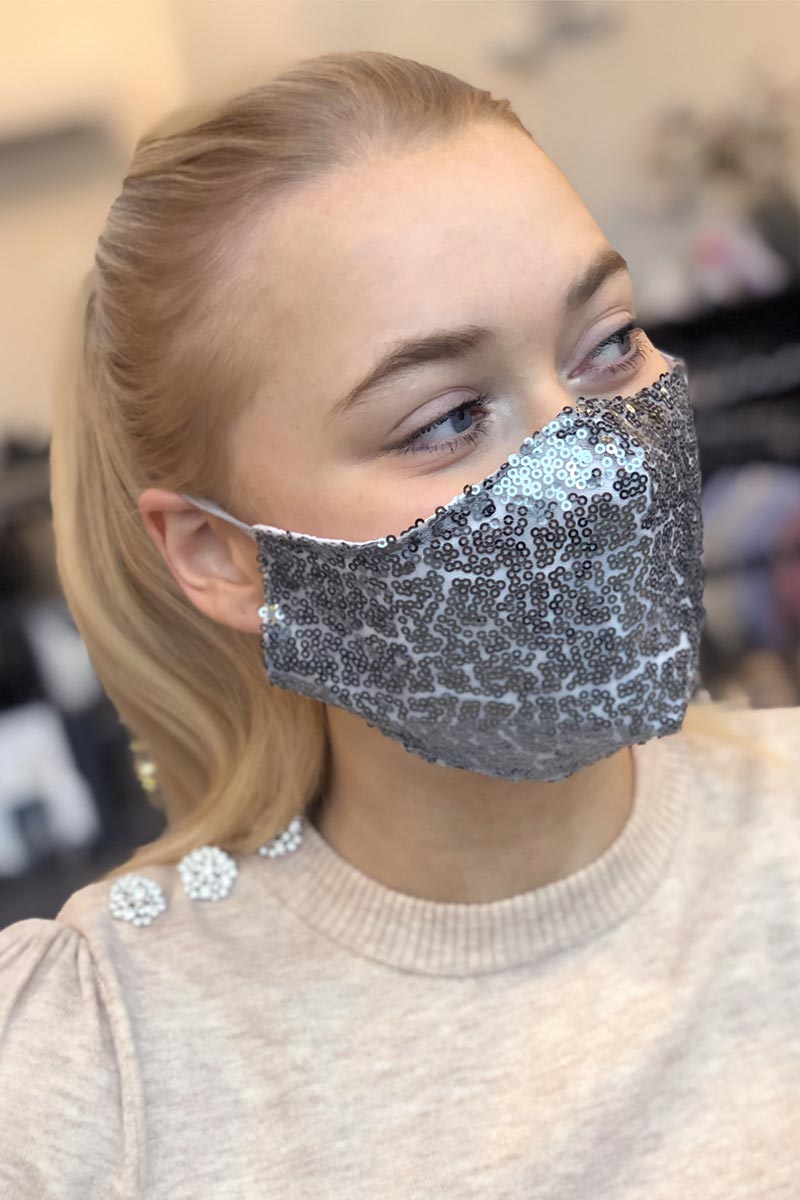 Mask Sequin Silver | Maske med palietter Black Colour