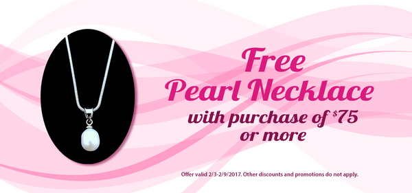 SPEND $75 GET A FREE PEARL NECKLACE.