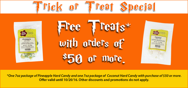 Receive two free bags of candy with $50 spend at HiloHattie.com
