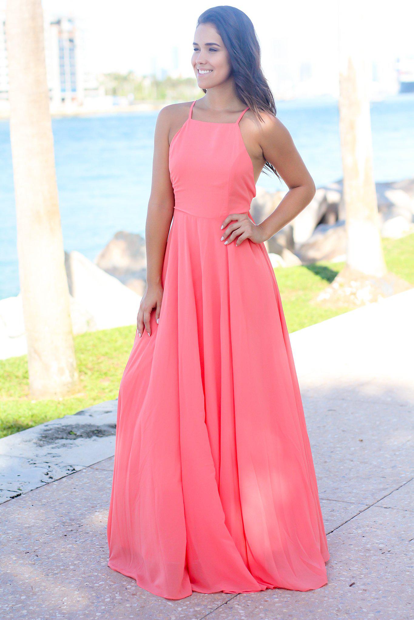 Coral Maxi Dress Maxi Dresses Saved By The Dress 1138