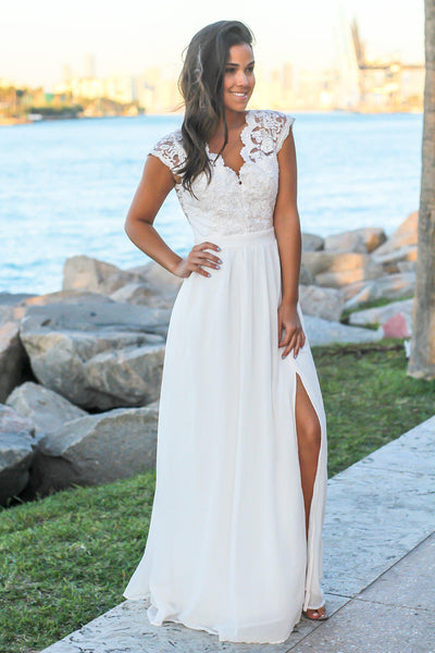 casual cream wedding dress