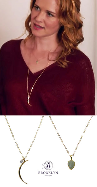 Sarah Drew wearing Brooklyn Designs Leo and Soho necklaces