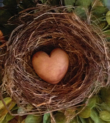 Carved Wooden Heart in a Birds Nest